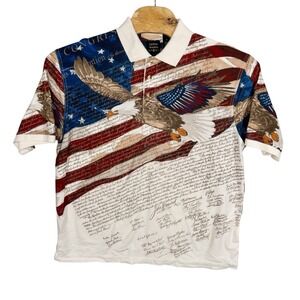 Cotton Traders Sport US Constitution All Over Print‎ Mens XL Polo